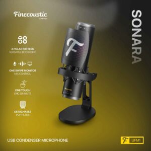 fantech sonara ufm1 usb condenser microphone – 3 polar patterns, rgb